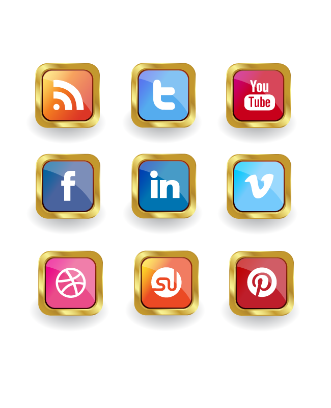 golden-social-media-icon-set